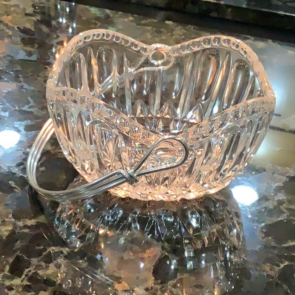 Elegant Crystal Basket with Silver Handle